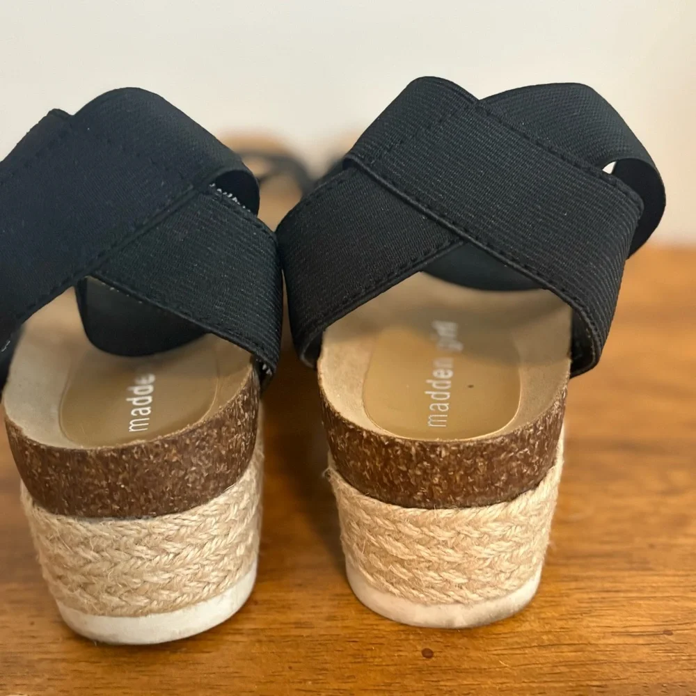 Madden Girl Espadrille Platform Sandals Black 7.5